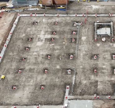 Excavation and formwork for the new floor slabs